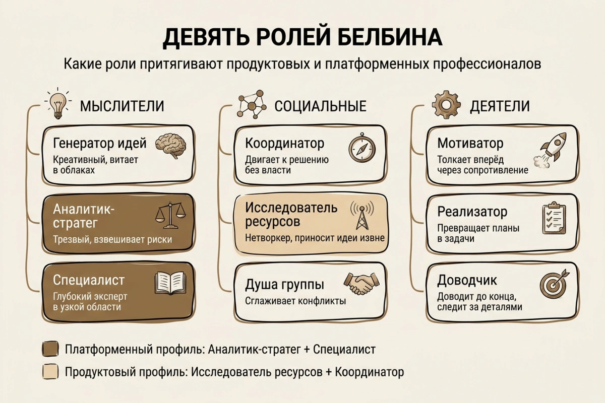 Девять ролей Белбина – какие роли притягивают продуктовых и платформенных профессионалов
