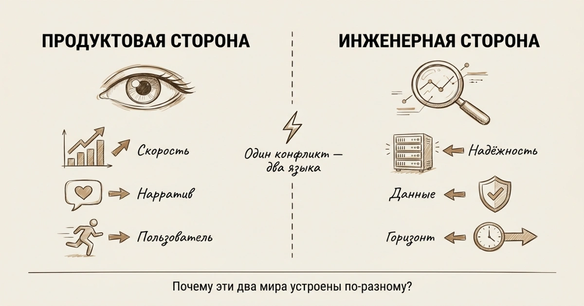 Продуктовая и инженерная стороны – один конфликт, два языка