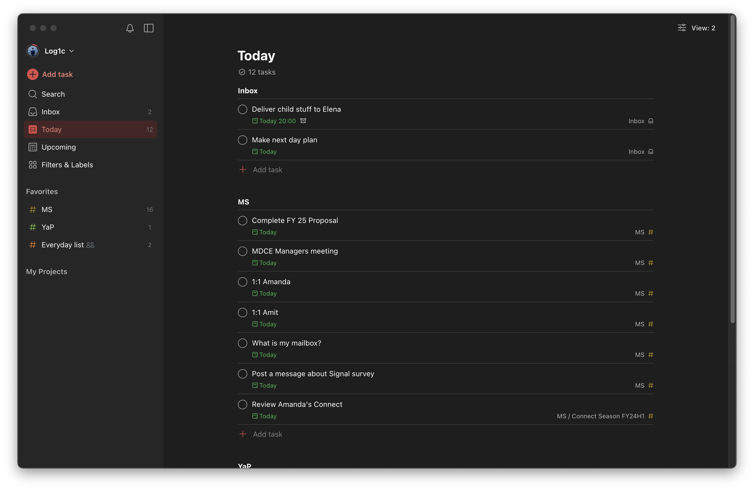 ToDoist. Типичный день